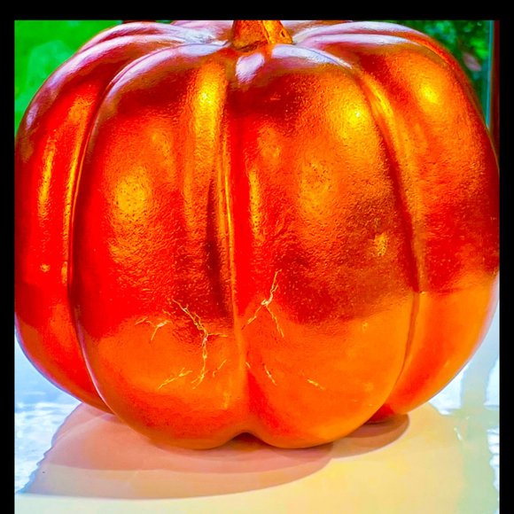 ▪️VTG▪️1990's Lot of 1 Rustic Metal & 1 Metallic Foam Pumpkin Decor Centerpieces - Picture 10 of 11